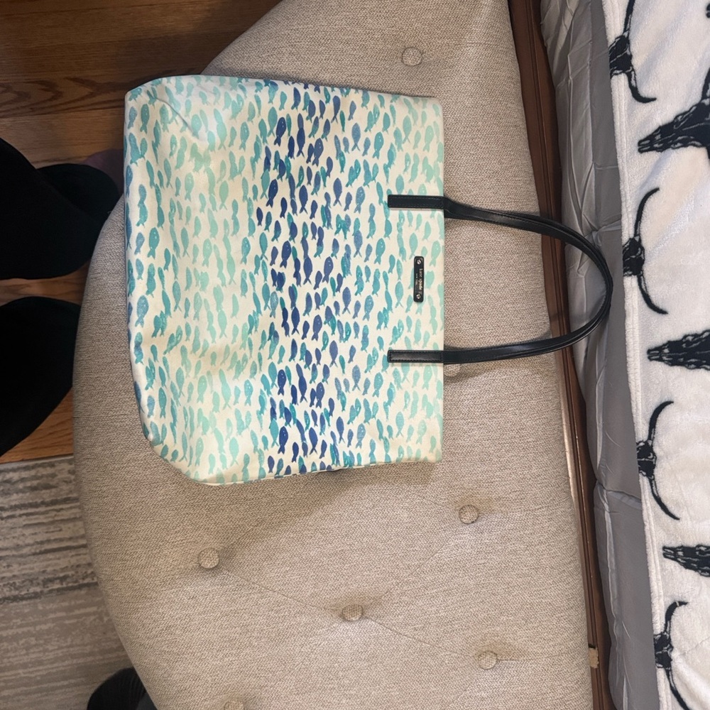 Kate Spade Aqua and Navy Patterned Tote